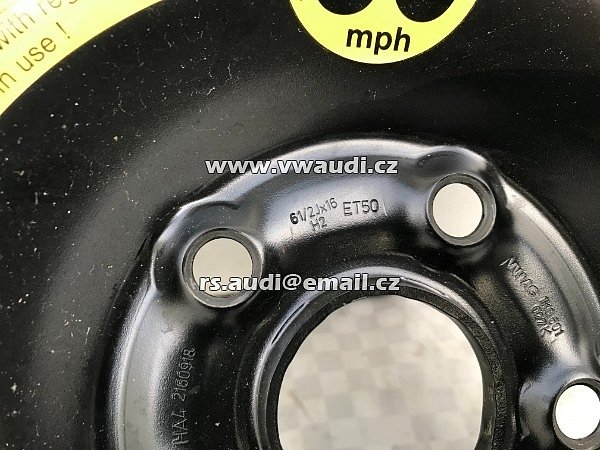1K0 601 027 K R16 Brigestone 205 55 16 91V Ocelový ráfek rezerva na dojetí  VW GOLF 5 6 Touran Škoda Octavia Seat Altea 5x112 ET50 6,5 x 16 - 8