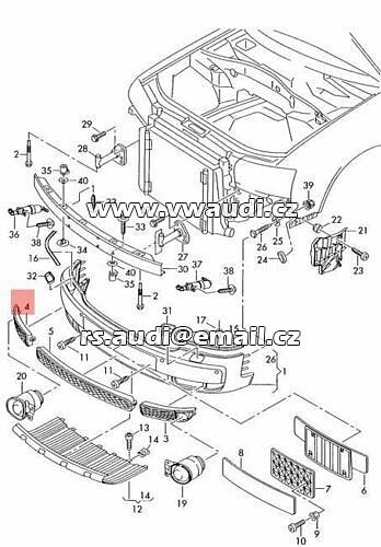 4Z7 807 682 mřížka do nárazníku na mlhovku AUDI A6 4B 2001 02 03 04 Allroad - 5