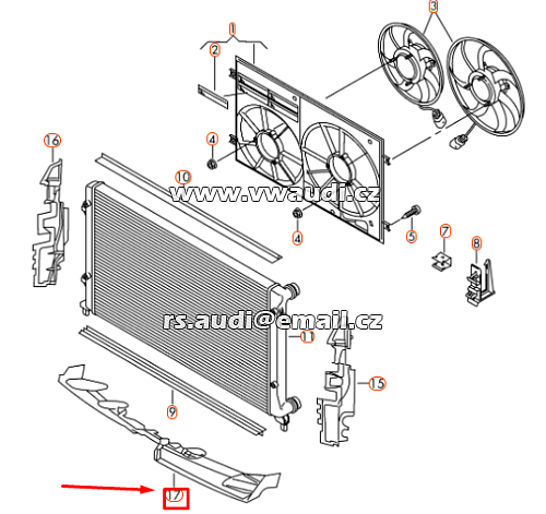 3AA 121 330 přepážka, vzduchový kanál, chladič Passat Variant 365 3AA 121330 - 3