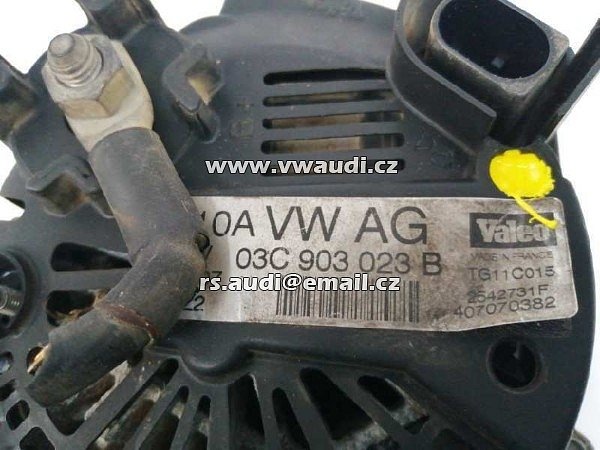 03C 903 023 B  Alternátor 110A 03C903023B VW GOLF V (1K1) 1.4 TSI  VALEO  - 2