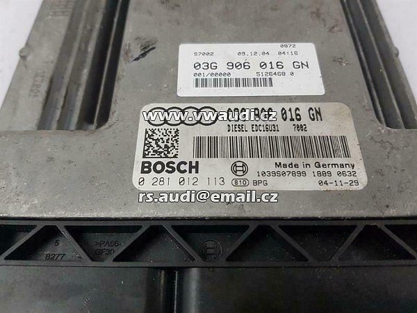 03G 906 016 GN    Audi A4 2.0 TDI 2005  Řídicí jednotka motoru BLB  - 2