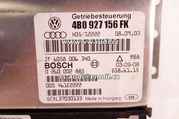 4B0 927 156 FK .0260002885  Řídicí jednotka automatické převodovky Audi a6 c5 4b  - 2