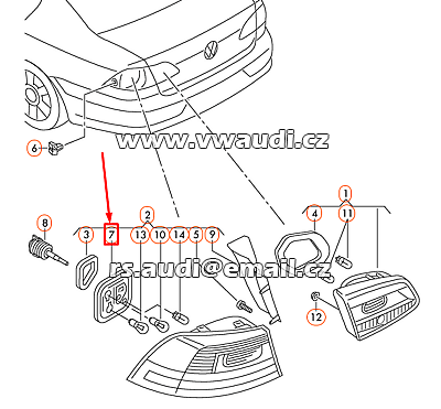 3AE 945 258 VW PASSAT B7 držák žárovky zadního zadního světla 3AE - 2