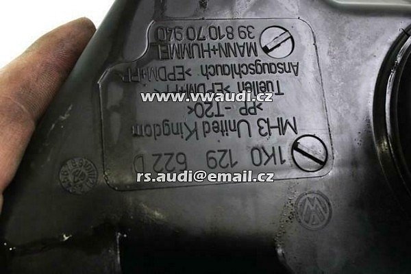 1K0 129 622 D Potrubí nasávání vzduchu pro AUDI SEAT SKODA VW 1K0129622D - 2