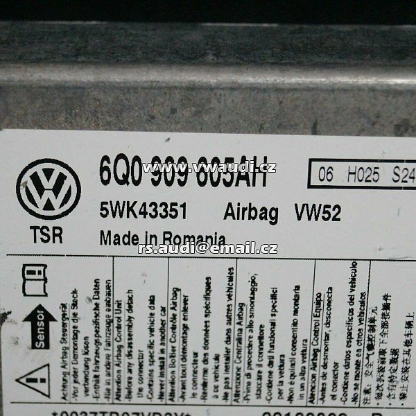 6Q0 909 605 AH VW Caddy 2K III modul řídicí jednotky airbagu  - 2