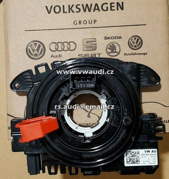 5K0 953 569 AL  Audi A1 Skluzný kroužek airbagu Q3  kroužek pod volant SRS airbag + temomat - 7