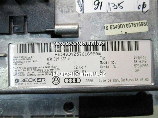 4F0 919 603 A Audi A4 8K A5 8T A6 4F Q7 Displej  - 4