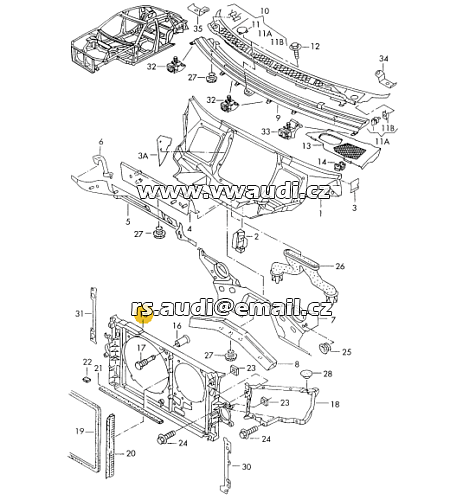 4D0 805 571 T Audi A8 D2 4D 3,3TDI AKF  přední čelo rám držák chladiču sahara vrtule - 3