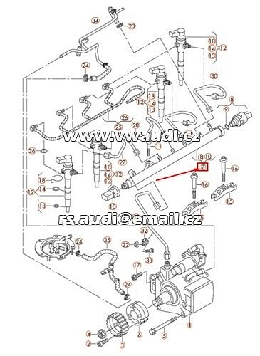 03L 089 G  VW Passat B7, CFF CFFB 2.0 TDI” Rozvod paliva 03L089N Ventil regulace tlaku 057130764AB Snímač tlaku 03L906054 SET - 2