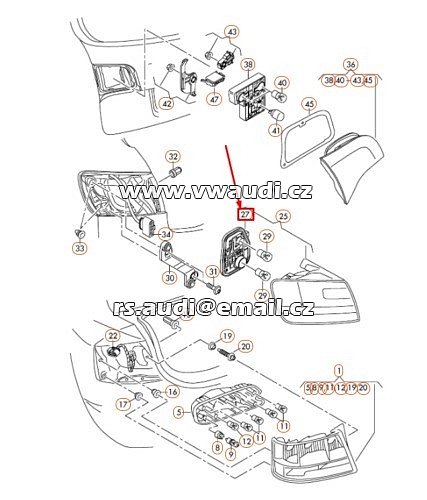 4F9 945 221 B Audi A6 C6 Avant OS držák žárovek patice zadního světla - 2