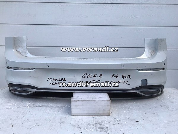 5H6 807 421  Nárazník zadní VW Golf 8 VIII BÍLÁ barva chrom PDC 6X  +SPOILER 5H6 807 568F - 13