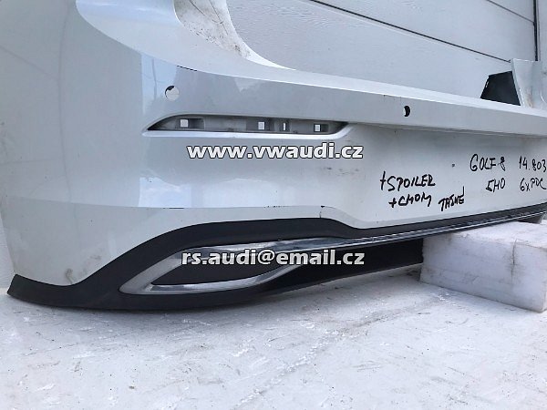 5H6 807 421  Nárazník zadní VW Golf 8 VIII BÍLÁ barva chrom PDC 6X  +SPOILER 5H6 807 568F - 17