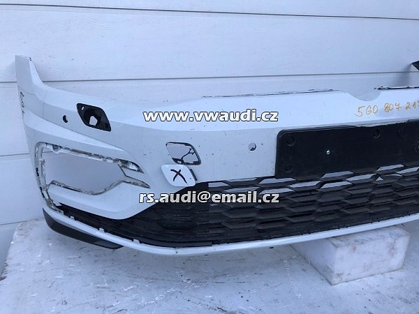 5G0 807 221 LR  R Line  VW Golf 7 Nárazník přední PDC + SRA ostřik světel BARVA C9A PURE WHITE 2019 - 24