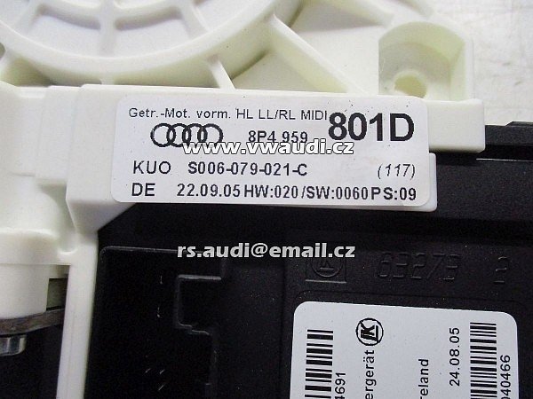 8P4 959 801 D 2006-2007 AUDI A3 8P Motor regulátoru levého zadního okna - 2