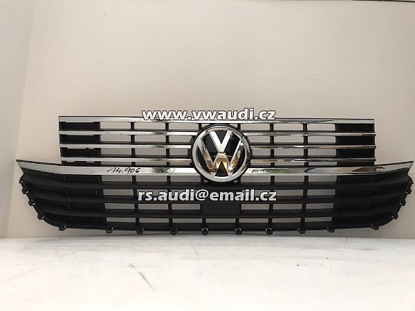 VW T6 T6.1 maska ​​chladiče přední maska ​​7LA853651B originál 7LA853653H  Chrom + znak emblém logo - 12