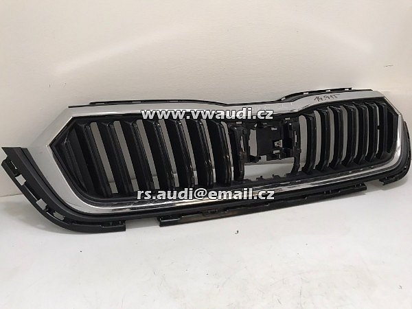 565 853 653 OEM maska ŠKODA Kodiaq 565 Laurin&amp;Klement 565853653  chrom rámeček ! maska prasklá - 3