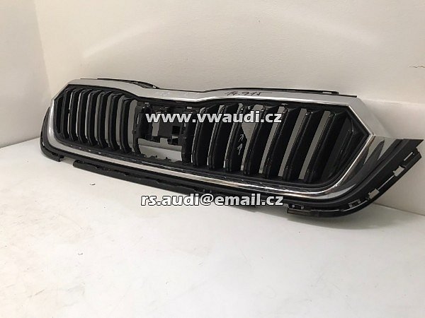 565 853 653 OEM maska ŠKODA Kodiaq 565 Laurin&amp;Klement 565853653  chrom rámeček ! maska prasklá - 4