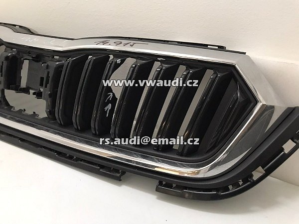 565 853 653 OEM maska ŠKODA Kodiaq 565 Laurin&amp;Klement 565853653  chrom rámeček ! maska prasklá - 5