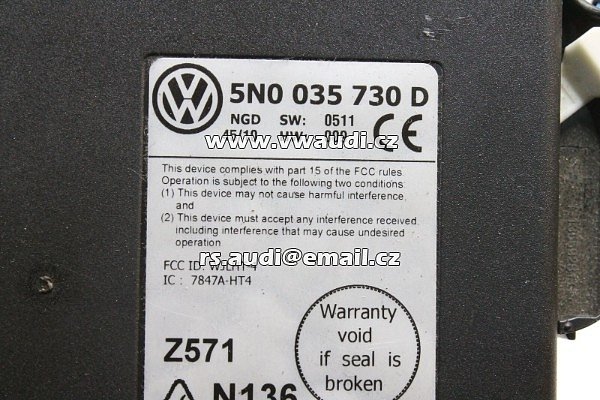 5N0 035 730 D VW Passat B7 2012 Bluetoothřídici Jednotka Module 5N0035730D - 2