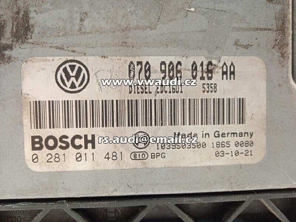 070 906 016 AA ECU MOTORU jednotka VW TOUAREG R5 TDI EDC16U1 0281011481  - 2