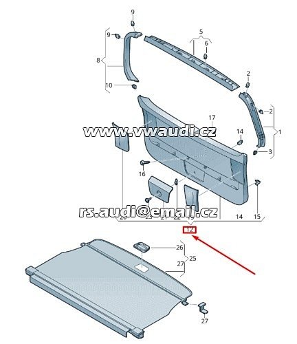 5G9 867 605 B VW GOLF 5G MK7 ZADNÍ VÍKO  VNITŘNÍ OBLOŽENÍM 5G9867605B82V - 5