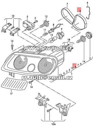 2K0 941 608 Krytka víka světlometu pravá 2K0 941608 VW Touran 1.9 TDI 2006 CADDY 2K - 3