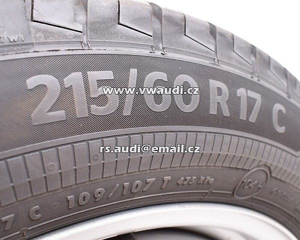 VW T6 T6.1 17&quot; palcové ocelové ráfky 7E0601027 + zimní pneu DUNLOP 215/60 R 17 - 2