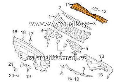 8K1 819 447 B  Audi A4 B8 8K A5 S5 8T  Plast pod stěrače deflektor - 6