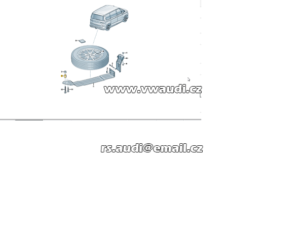 sada držáku rezervního kola VW dovybavení VW MULTIVAN T7 L1 L2  - 2