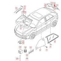 8P3 845 201 sklo dveri zelena vlevo  Audi A3 1,9 8P 2/3 DVÉŘ KAROSERIE - 3