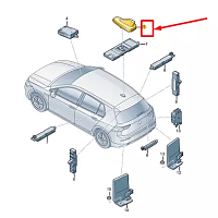 VW Golf 8 Passat B9 ID.4 střešní anténa kombinovana GPS černá lesklá 041 NOVÁ - 11
