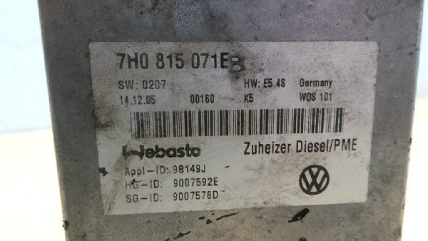 7H0 815 071E VW T5 Nezávislé topení Webasto Thermo Top C 5kW - 4