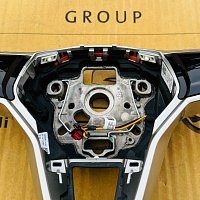 NOVÝ kožený volant Volkswagen VW Golf 8 T-Roc TOUAREG CR7 PASSAT Sportovní zkosený tříramený VYHŘÍVANÝ - 4