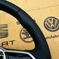 NOVÝ kožený volant Volkswagen VW Golf 8 T-Roc TOUAREG CR7 PASSAT Sportovní zkosený tříramený VYHŘÍVANÝ - 7