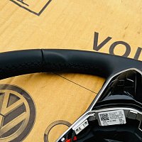 NOVÝ kožený volant Volkswagen VW Golf 8 T-Roc TOUAREG CR7 PASSAT Sportovní zkosený tříramený VYHŘÍVANÝ - 12