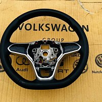 NOVÝ kožený volant Volkswagen VW Golf 8 T-Roc TOUAREG CR7 PASSAT Sportovní zkosený tříramený VYHŘÍVANÝ - 14