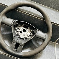 VW Transporter T5 7E Facelift kožený volant s černým prošíváním 7E0419091D - 4