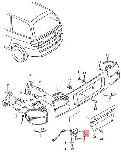 7M0 943 021 VW SHARAN   1995-2000 Osvětlení poznávací značky SPZ  - 7M0 943 021