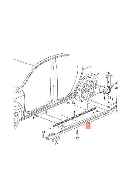 3G0 853 857E  VW Passat B8 2015 - 2018 Plastový práh 