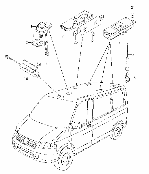 7H5 035 532B Anténní zesilovač VW T5 Multivan