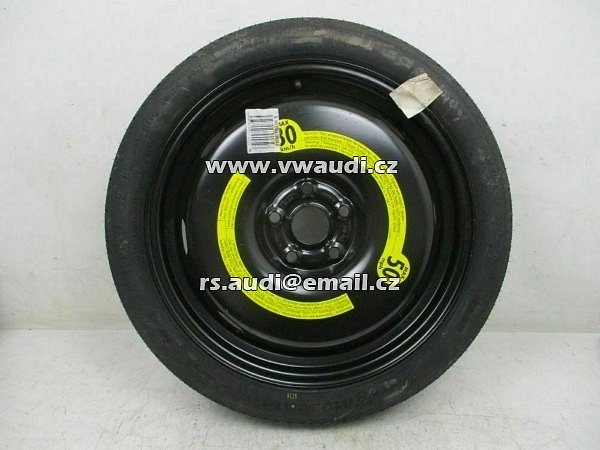 8P0 012 109 VW AUDI ŠKODA  Rezerva dojezdové kolo disk + pneu Pneumatika T125 / 70 R18 3,5 x 18 ET25 