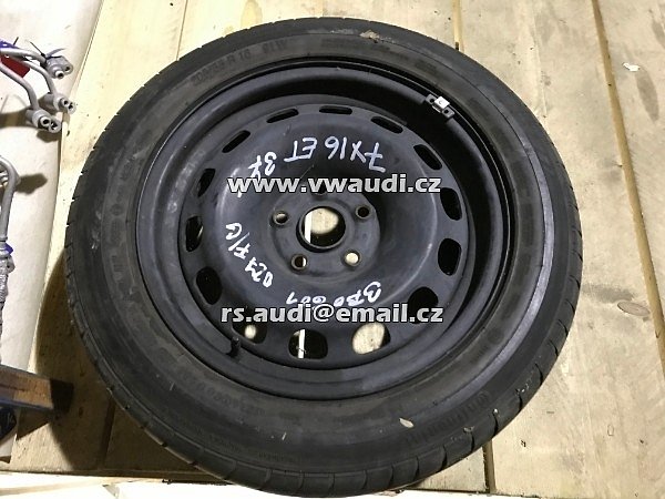 3B0 601 027F/G Rezerva rezervní kolo disk ocelový 16&quot; + pneumatika dojezdové kolo záložní VW Audi Škoda - Passat Octavia Superb Touran