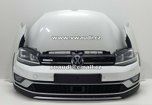 VW Golf 7 VII Alltrack Kompletní přední část vozidla předek vozu VW Golf 7 VII Alltrack 2.0 TDI     Přední kapota blatník spoiler nárazník xenon led světla mřížka nárazník maska čelo chladičová stěna