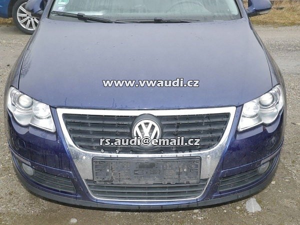  PASSAT VARIANT (3C5)  Kompletní přední část vozidla předek vozu VW PASSAT VARIANT (3C5) 2.0 TDI     Přední kapota blatník spoiler nárazník xenon led světla mřížka nárazník maska čelo chladičová stěna   