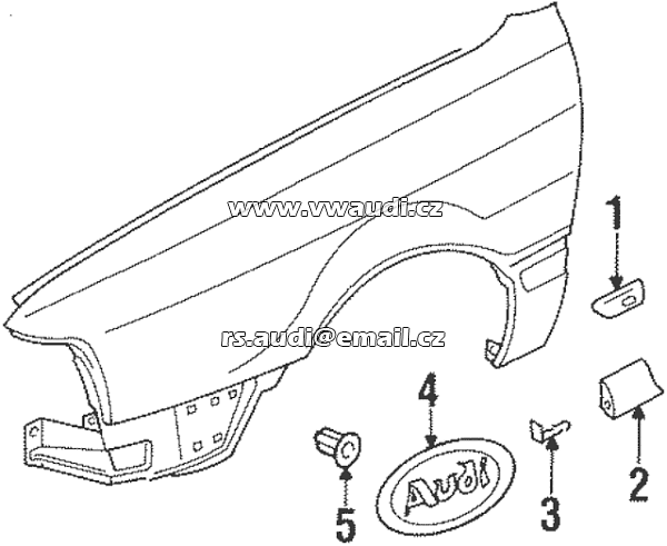 8A0 853 621 , 8A0853621, 8a0 853 621  AUDI 80 90 100 EMBLEM LOGO  znak na blatník   Audi 80 B4 / 90 100   8AO853621  OEM čísla (originální čísla automobilky) :  8A0 853 621 , 8A0853621, 8a0 853 621 