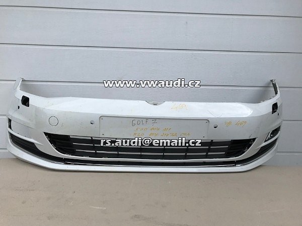 5G0807221  VW Golf VII  7 5G  - 2012 - 2017   přední nárazník park systém otvory pdc + ostřikovače světel  BÍLÁ barva candyweis