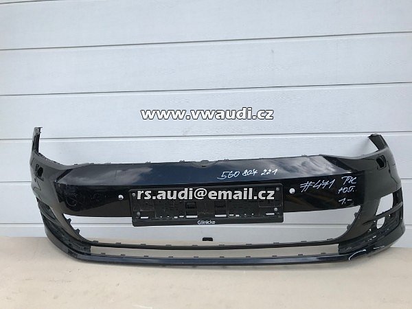 5G0807221 VW Golf VII 7 5G   přední nárazník park systém otvory pdc + ostřikovače světel ČERNÁ barva 