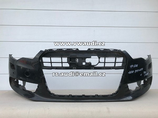 4G0807437 Nárazník přední  A6 4G C7  Facelift S-Line 2014 - s otvory na ostřikovače světlometů  + otvory pro parkovací čídla 6 X !  PDC černá barva 