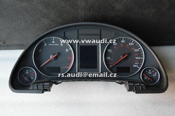 8E0 920 950G  Audi A4 8E 2004 ALT 2,0 L Benzin  Tachometr palubní počítač . Přístrojová skupina . rychloměr .  Budíky tacho združený přístoj palubka 8EO 920 950G