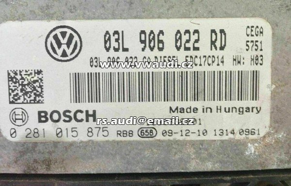 03L 906 022 RD  Řídící jednotka motoru  ECU  2,0 TDI 125kW CEGA Octavia  TDI 